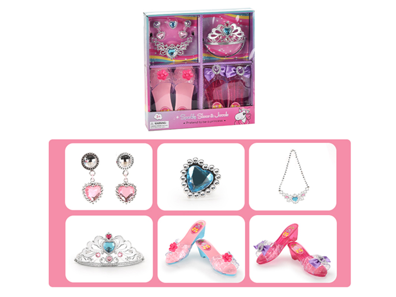 Crown Necklace Shoes Jewelry Toy Set