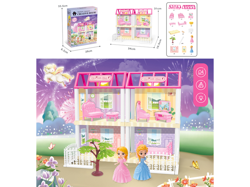 DIY Villa Toy With Doll Dual Light