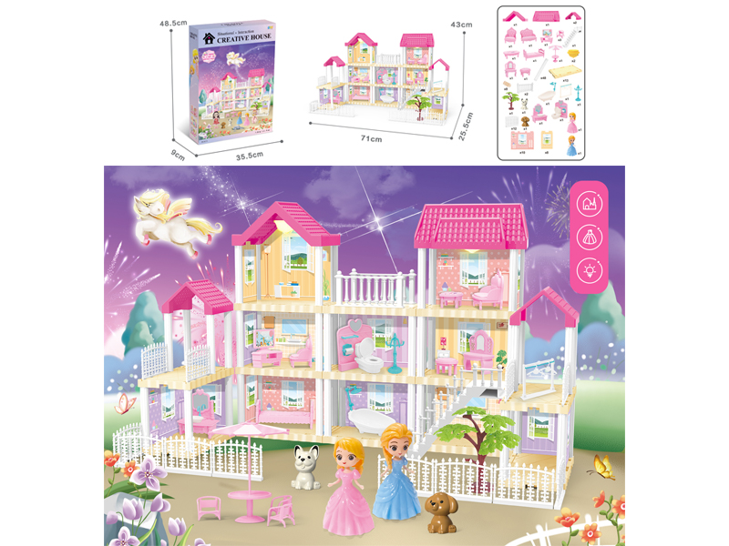 DIY Villa Toy With Doll Dual Light