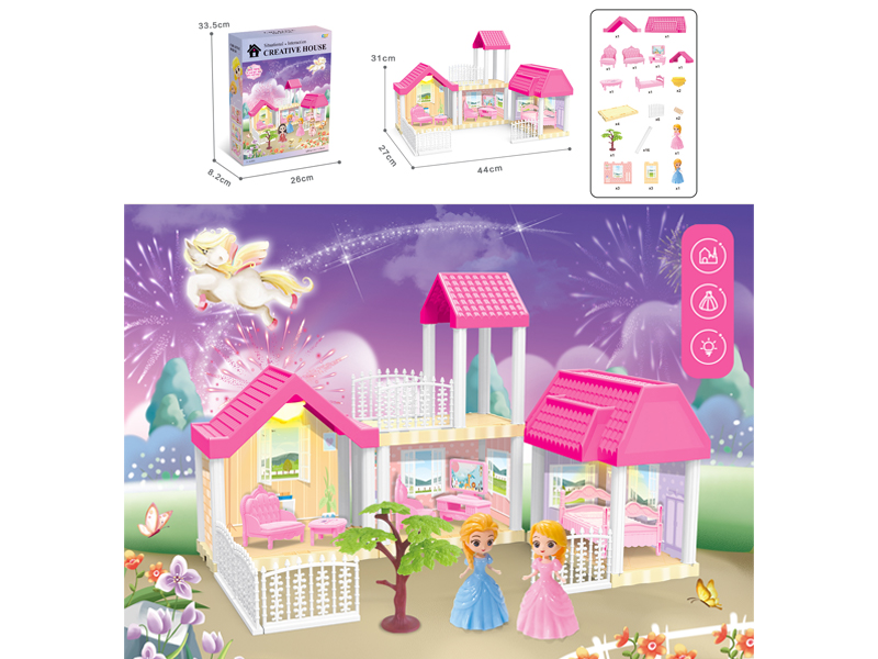 DIY Villa Toy With Doll Dual Light