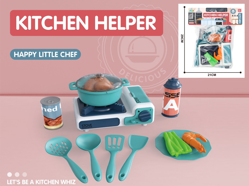 Kitchen Gas Stove Toy With Soup Pot Set