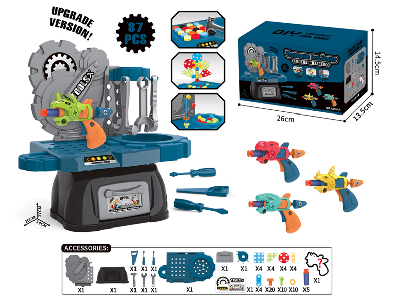 Disassembly Dinosaur Gun Mounted Tool Table(Upgraded Version)87PCS