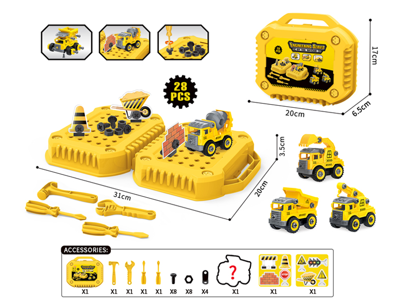 Disassembly Engineering Vehicle Storage Toolbox28PCS