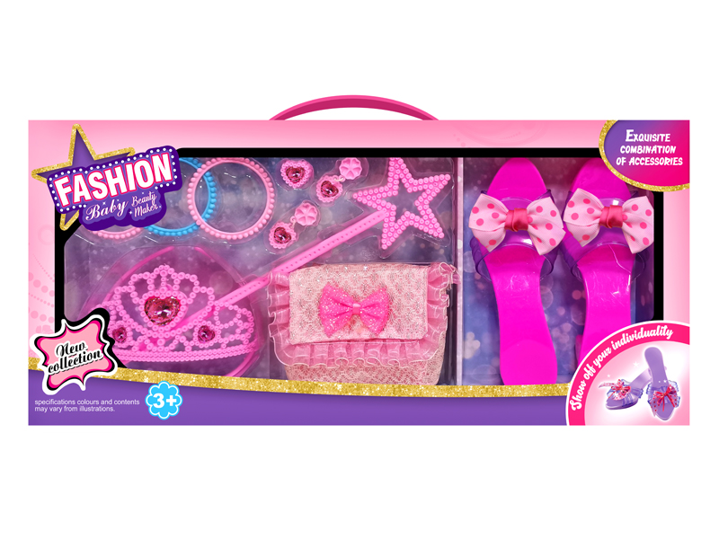 Princess Shoes Crown Carrying Bag Jewelry Set