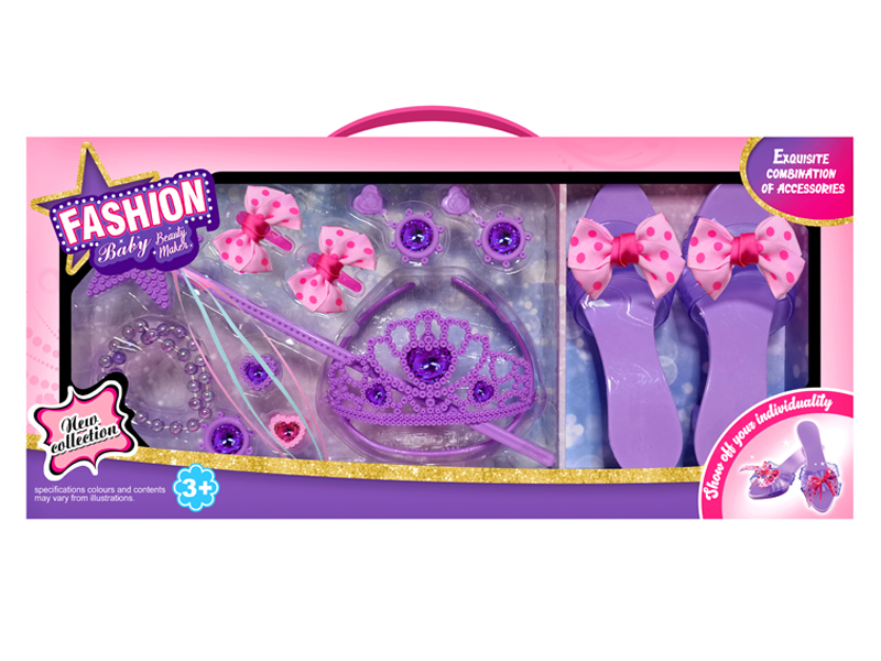 Princess Shoes Crown Hairpin Necklace Jewelry Set