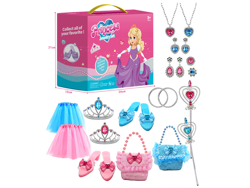Princess Necklace, High Heels, Crown, Handbag, Jewelry Play Set