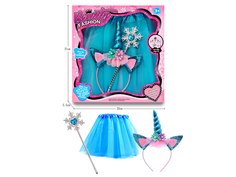 Princess Yarn Skirt Snowflake Stick Unicorn Hair Band Jewelry Set