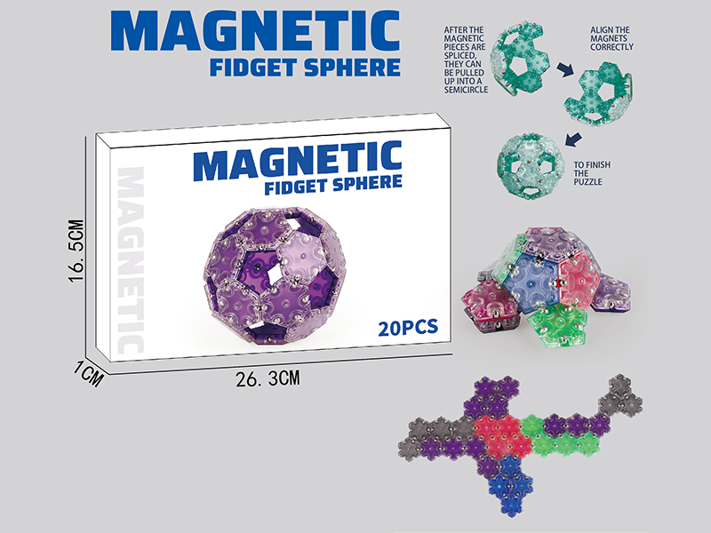 Transparent Hexagon Building Block DIY Magnetic Ball 20PCS(Blue)