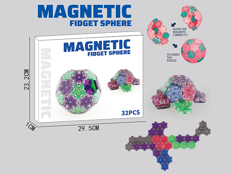Transparent Building Blocks Magnetic Ball 32PCS(Red)