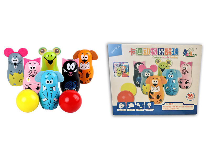 Wooden Animals Bowling Toys