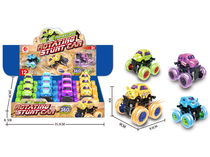 12PCS 4WD Friction Cartoon Car