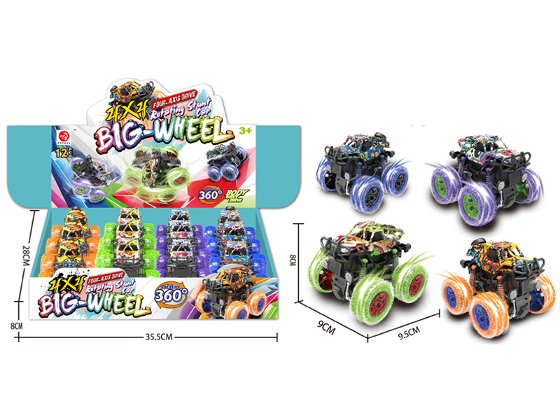 12PCS 4WD Friction Graffiti Skeleton Car