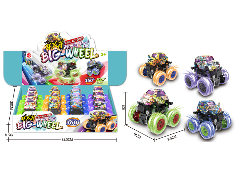 12PCS 4WD Friction Graffiti Cartoon Car