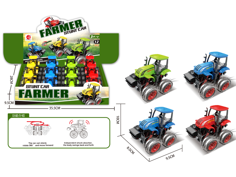 12PCS 4WD Friction Farmer Stunt Vehicle