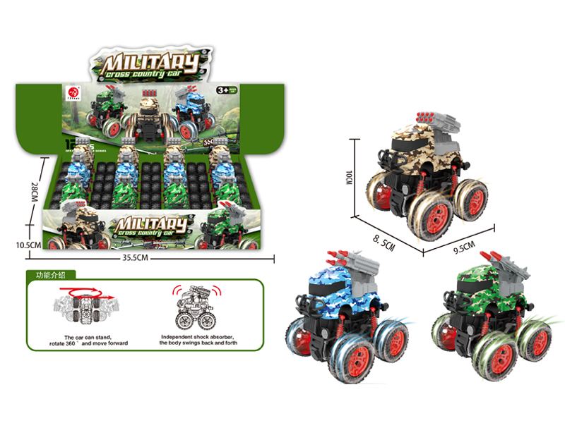 12PCS 4WD Friction Military Stunt Vehicle