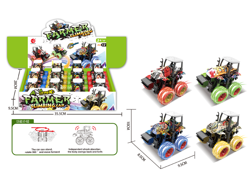 12PCS 4WD Friction Graffiti Farmer Stunt Vehicle