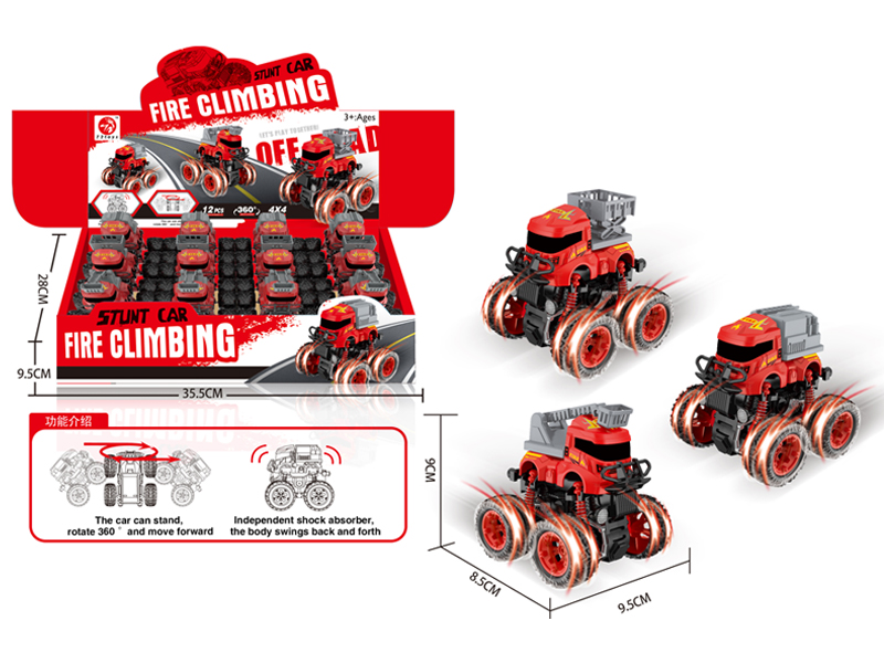12PCS 4WD Friction Fire Stunt Vehicle