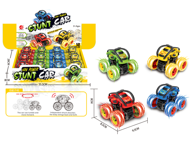 12PCS 4WD Friction Tipping Stunt Vehicle