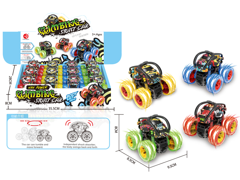 12PCS 4WD Friction Graffiti Tipping Stunt Vehicle