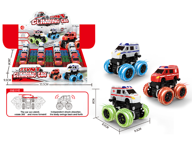 12PCS 4WD Friction Stunt Ambulance