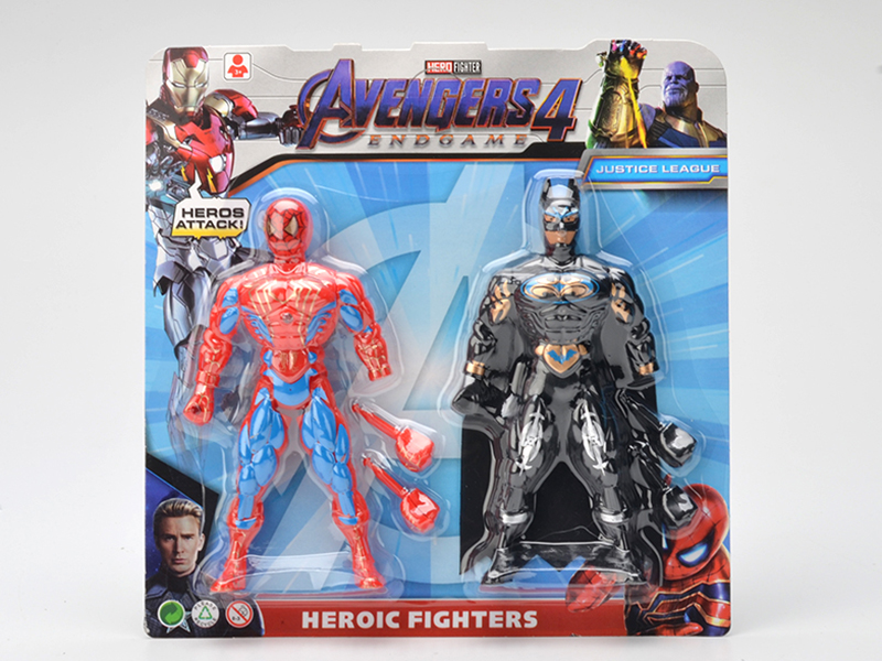 Red Spider-Man + Batman Action Figure Toy With Colorful Lights 2pcs