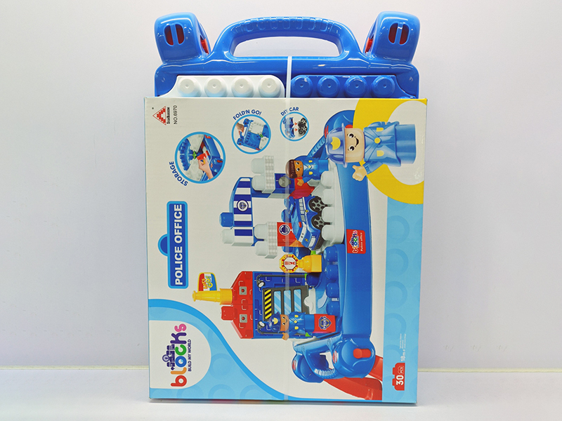 30pcs Police Office Building Block Table