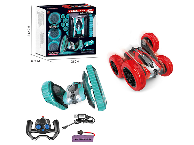 2.4G R/C 2 In 1 Double Sided Track And Four Wheel Stunt Vehicle With Light And Music