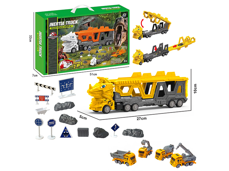 Transformable Triceratops Engineering Vehicle Ejection Track Set