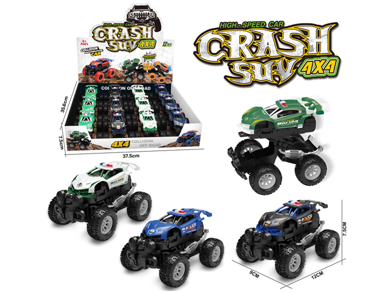 Friction 4WD Collision Transformable Police Off-Road Vehicle(12pcs)