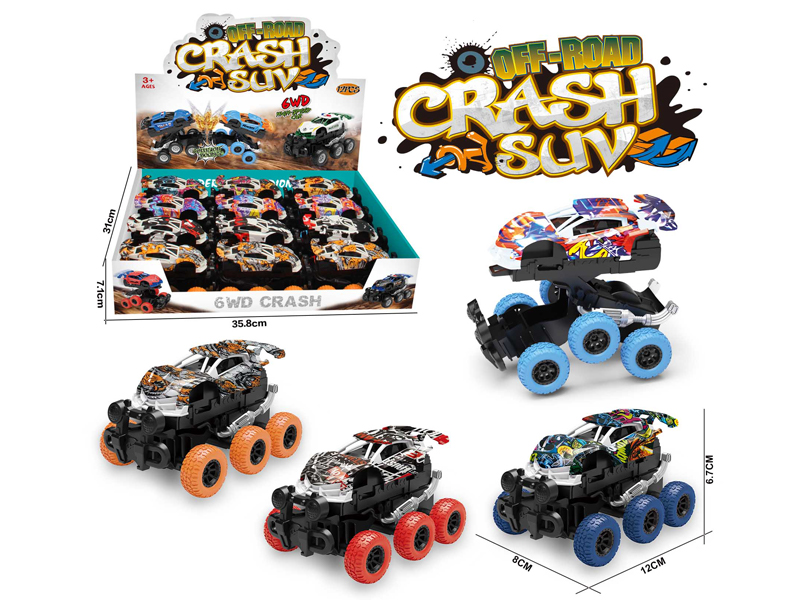 Friction 6WD Collision Transformable Graffiti Off-Road Vehicle(12pcs)