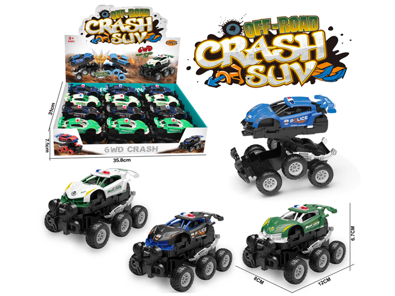 Friction 6WD Collision Transformable Police Off-Road Vehicle(12pcs)