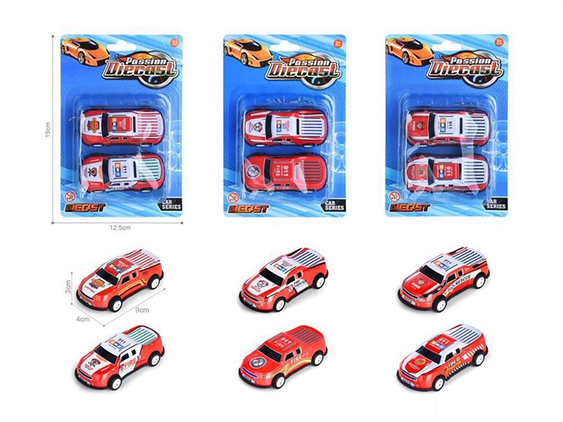 Pull Back Light Alloy/Iron Cars 2pcs