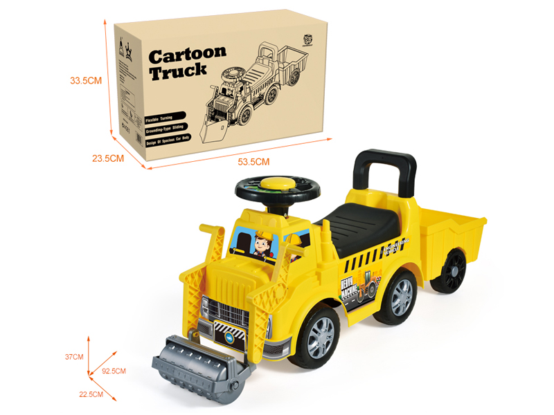 Cartoon Stroller With Rear Bucket Compactor With Bb Whistle Steering Wheel
