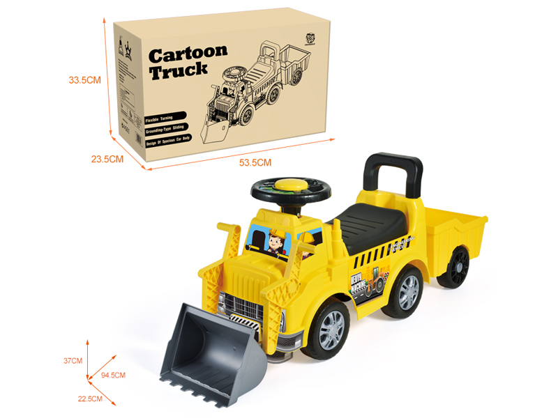 Cartoon Stroller With Rear Bucket Bulldozer With Bb Whistle Steering Wheel