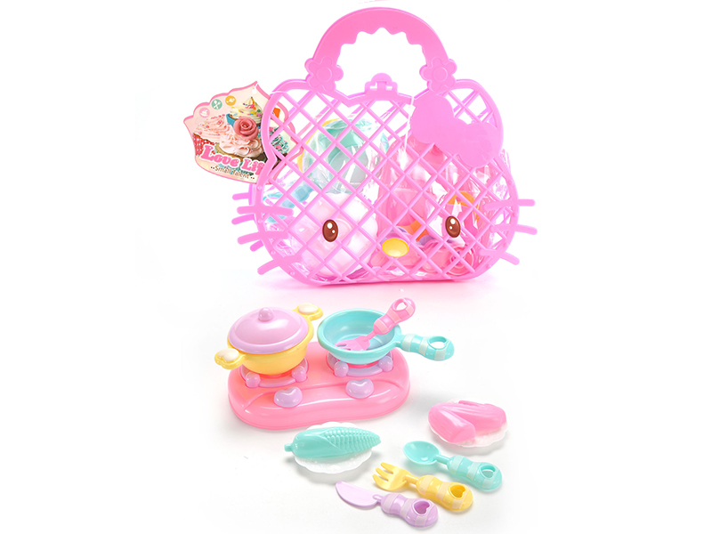 Kitty Cat Shape Hand Basket Kitchen Toys Set