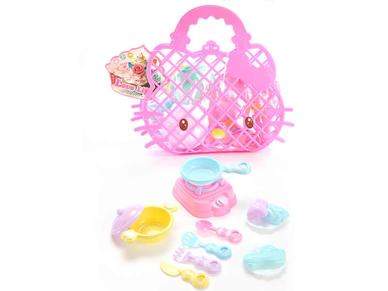 Kitty Cat Shape Hand Basket Kitchen Toys Set