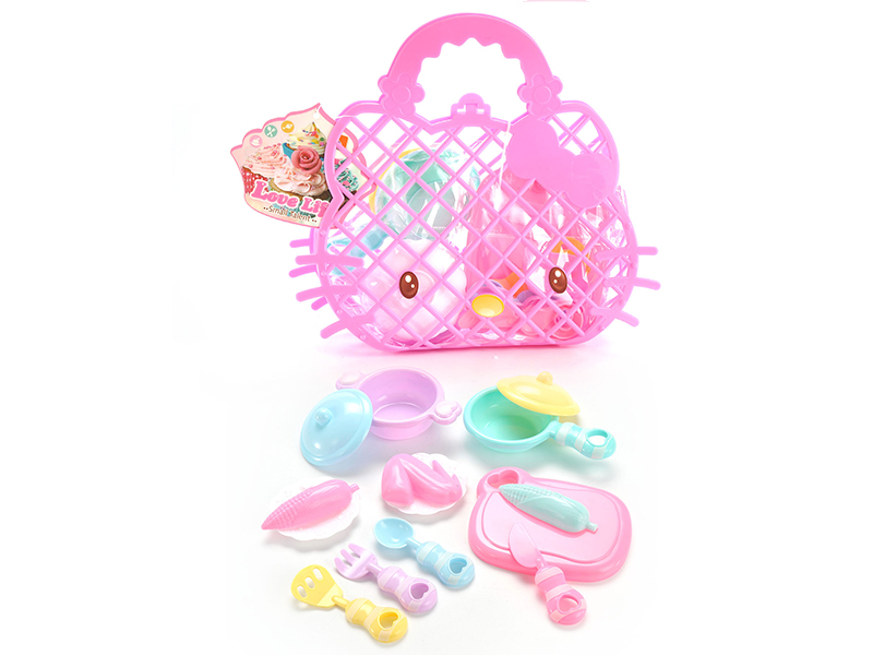 Kitty Cat Shape Hand Basket Kitchen Toys Set
