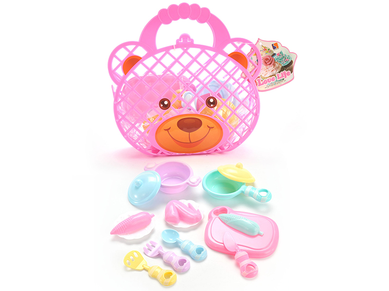 Bear Shape Hand Basket Kitchen Toys Set