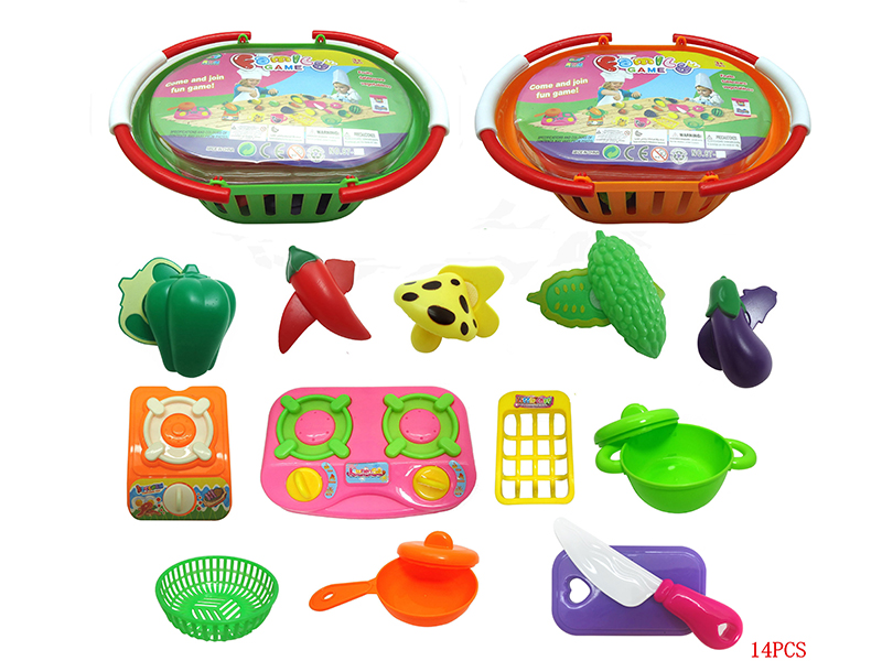Cutting Toys + Kitchen Set 14pcs