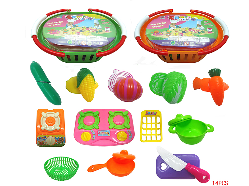 Cutting Toys + Kitchen Set 14pcs