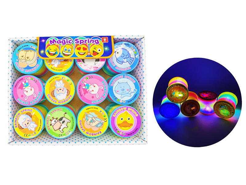 5.5CM Rainbow Spring(Cartoon Animal Lid With Light)12PCS
