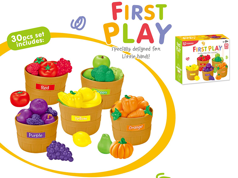 Five-Color Bucket Fruits And Vegetables Set