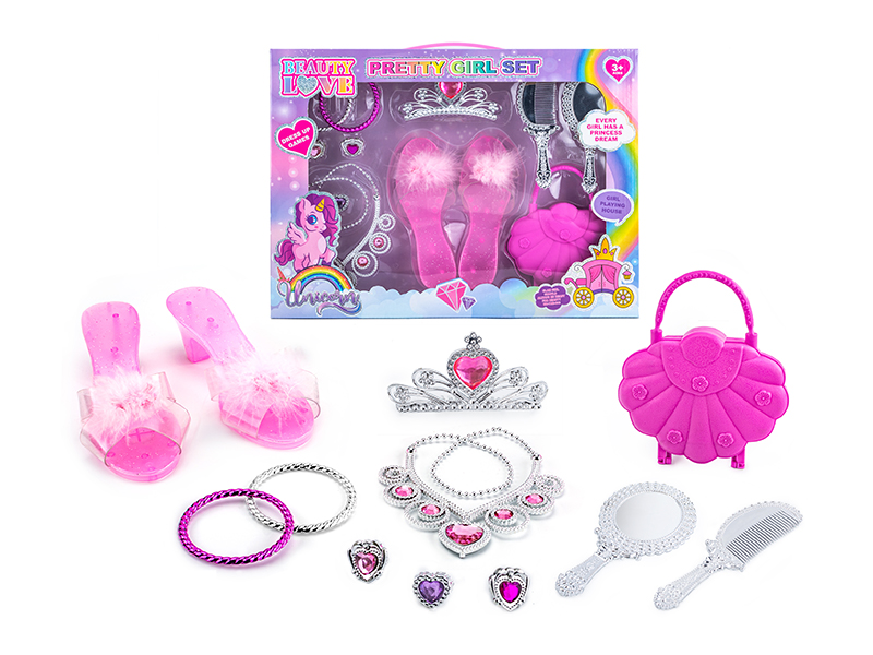 Crystal Shoes Electroplating Imperial Crown Adornment Toys Princess Dress Up Set