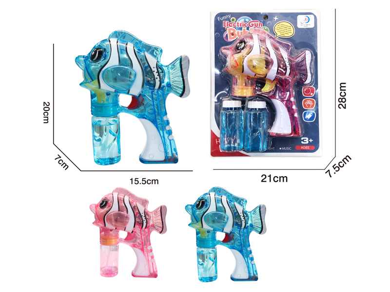 B/O Transparent Clownfish Bubble Gun With Light Music