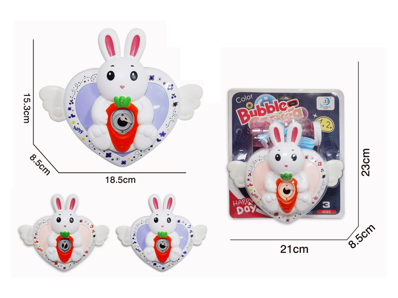 Peach Heart Cute Rabbit Bubble Camera With Light And Music