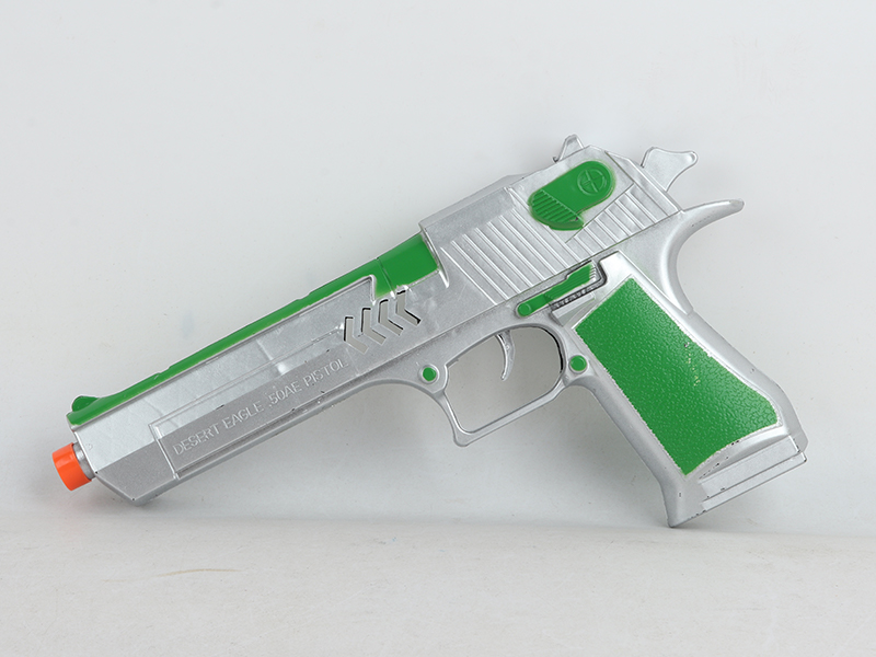 Glazed Silver Plus Molded Green Flint Gun Toy
