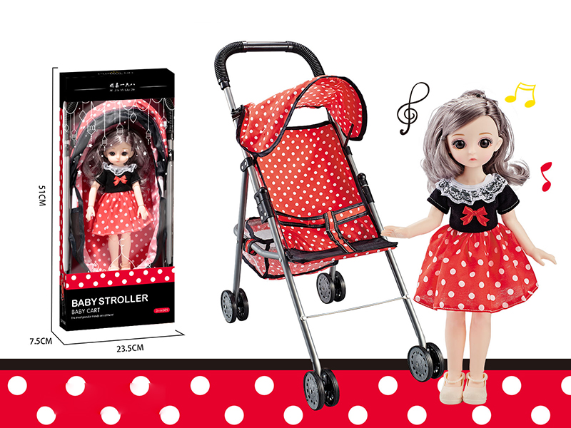 Baby Sunshade Stroller + 12 Inch Doll With IC