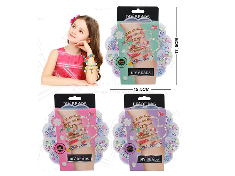 Smile Face Round Beads DIY Bracelet(With String,Without Scissor)
