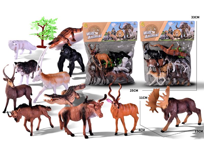 6PCS Simulated Animals Toy+1Tree