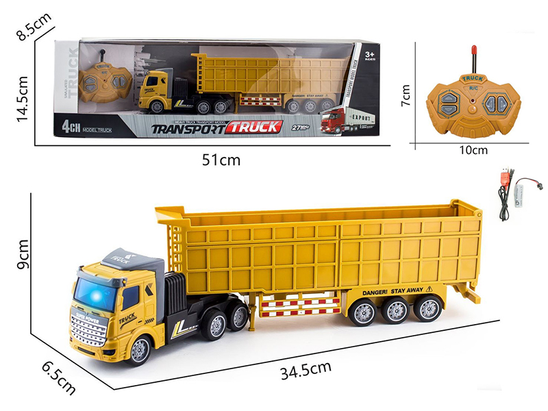 1:48 27Mhz 4-Channel Remote Control Engineering Truck With Light(Included Batteries)
